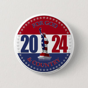 2024 For God and Country Statue of Liberty 2 Inch Round Button