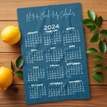 2024 Full Year Calendar - Let me check my Kitchen Towel<br><div class="desc">Blue and White - A minimal, basic 12 month calendar with a solid colour background. The fonts are simple to read, and the colours can be changed. -------- If you open the customize area, it will take to you to an advanced design area where you can change the background colour...</div>