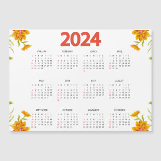 2024 Full Year View Calendar - Basic Minimal Magnetic Invitation