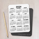 2024 Full Year View Calendar - Basic White Minimal Magnet<br><div class="desc">2024 Black and White - A minimal, basic 12 month calendar with a solid colour background. A standard look for your home office or school locker. The fonts are simple to read, and the colours can be changed. If you open the customize area, it will take to you to an...</div>