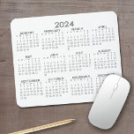 2024 Full Year View Calendar - horizontal - Grey Mouse Pad<br><div class="desc">Grey and White - A minimal, basic 12 month calendar with a solid colour background. A standard look for your home office or school locker. The fonts are simple to read, and the colours can be changed. -------- If you open the customize area, it will take to you to an...</div>