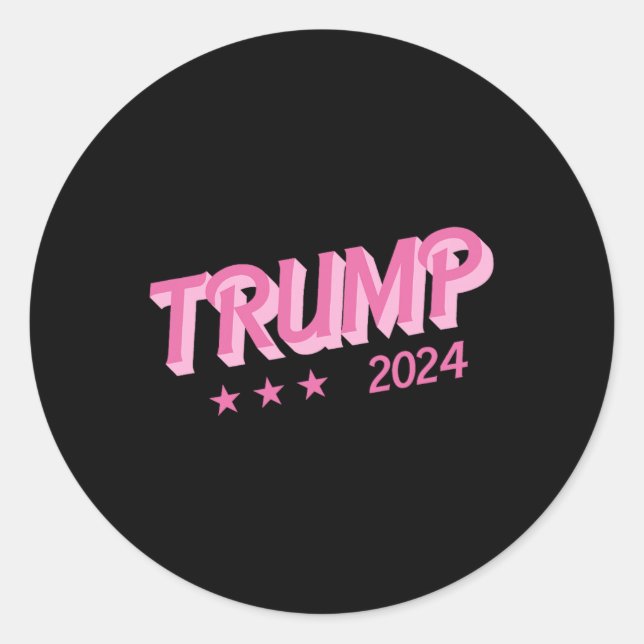 2024 - Funny Donald Trump Pink Bubble Letters  Classic Round Sticker (Front)