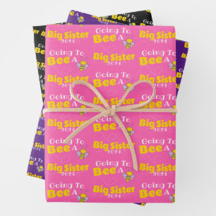 2024 Going to Bee a Big Sister - Bumble Bee Pun Wrapping Paper Sheet