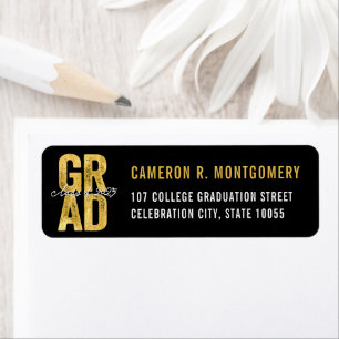 2024 Gold Bold GRAD Typographie Adresse de graduat