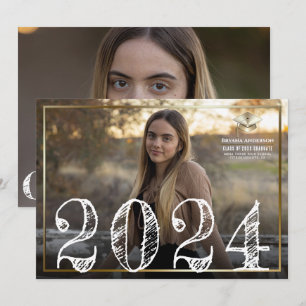 2024 Gold Border Cap Graduation Photo Announcement