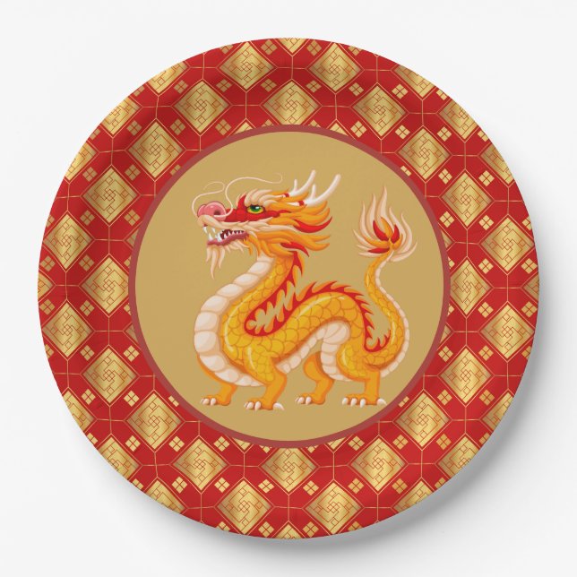 2024 Gold Dragon  Paper Plate (Front)