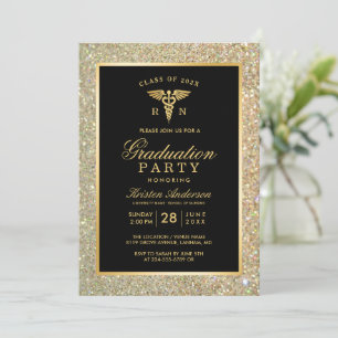 2024 Gold Medical Nursing School Graduation Party Invitation