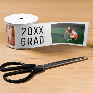 2024 Grad 3 Photo Collage on White Satin Ribbon
