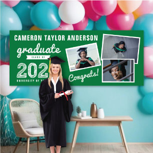 2024 Graduate Sketch Three Photo Graduation Party Banner