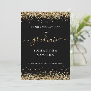 2024 Graduation Gold Glitter Black Announcement