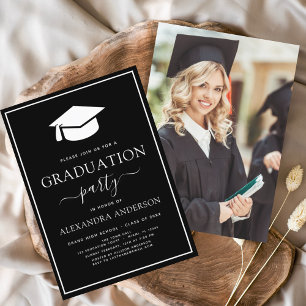 2024 Graduation Party Photo Picture Black White In Invitation