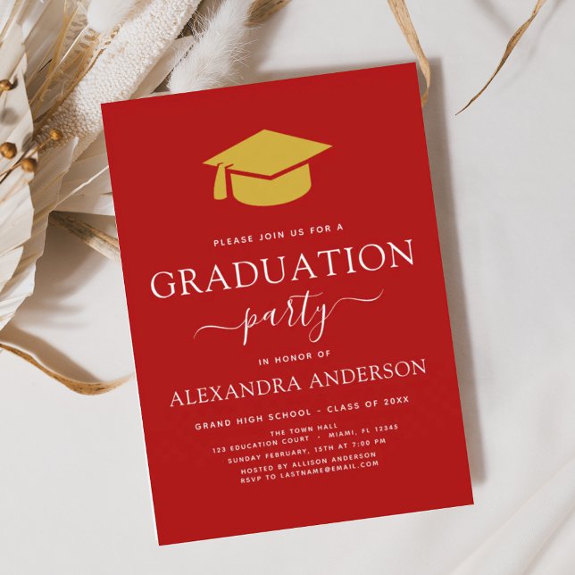 2024 Graduation Party Red Gold Colour Option Invitation (Creator Uploaded)