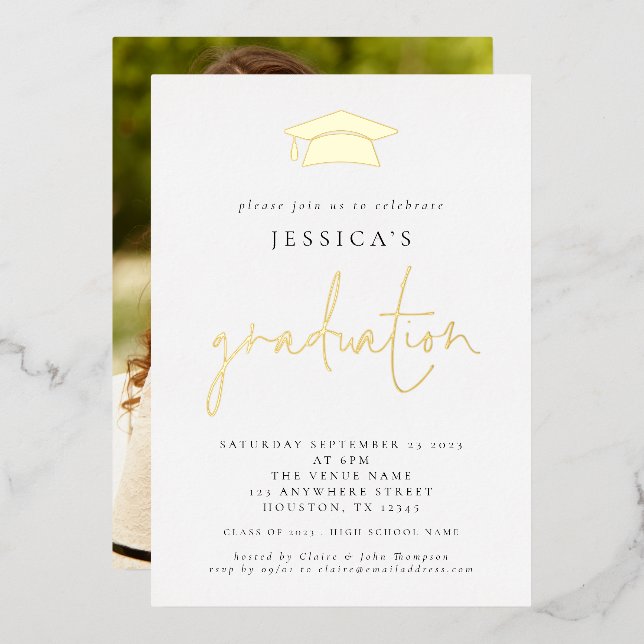 2024 Graduation Photo Mortar Board Cap Luxury Real (Front/Back)