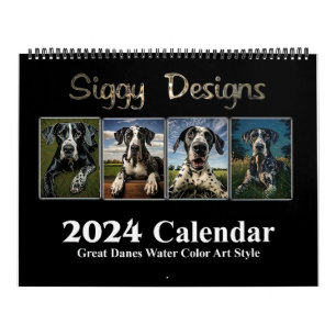 2024 Great Dane Water Colour (Customizable) Calendar