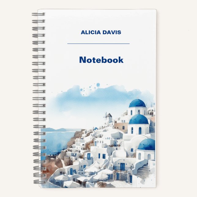 2024 Greece Myconos watercolor | your name Notebook (Front)