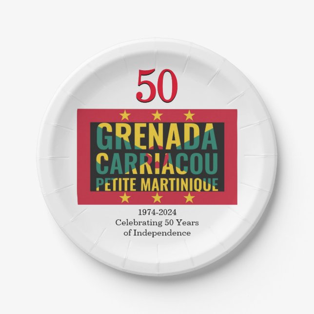 2024 GRENADIAN 50th Anniversary Independence Paper Plate (Front)