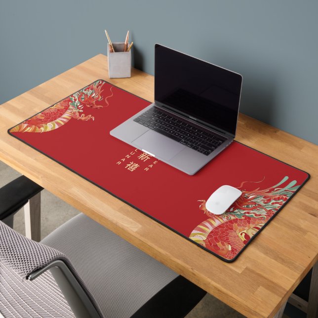 2024 Happy Chinese Lunar New Year Red Dragon Desk Mat (Office 2)