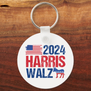 2024 Harris Walz Democrat Donkey American Election Keychain