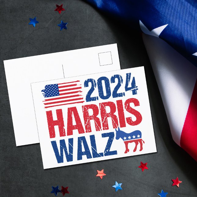 2024 Harris Walz Democrat Donkey Election Postcard (Creator Uploaded)