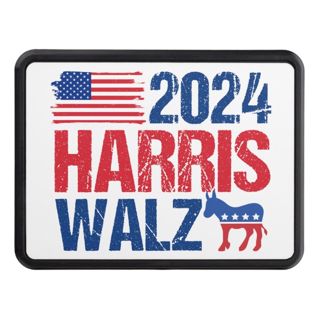 2024 Harris Walz Democrat Donkey Election Trailer Hitch Cover (Front)