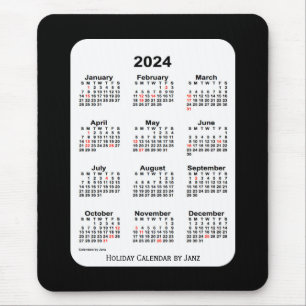 2024 Holiday Two Tone Black Calendar by Janz Mouse Pad