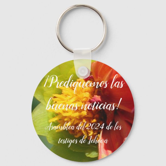 2024 JW asamblea Prediquemos dalia roja Keychain (Front)