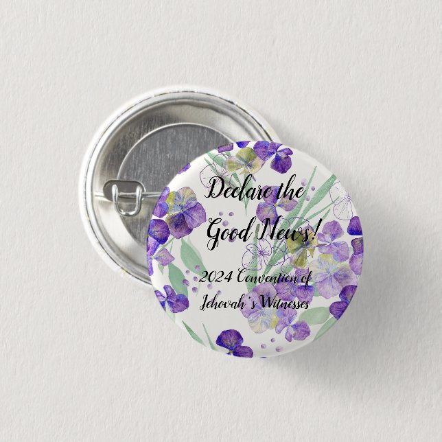 2024 JW Convention Hydrangea petals customize 1 Inch Round Button (Front & Back)