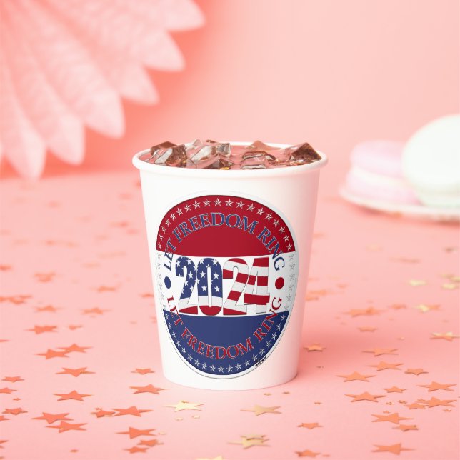2024 Let Freedom Ring USA Flag Paper Cups (Insitu)