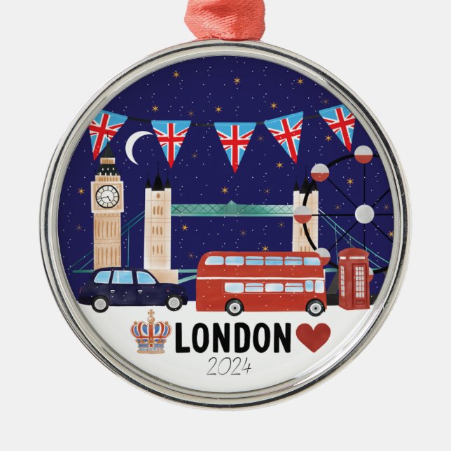 2024 London Christmas Decor Metal Ornament (Front)