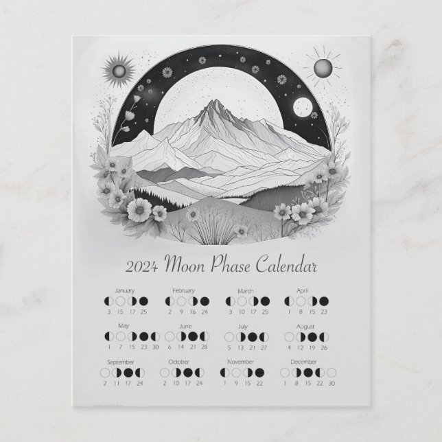 2024 Lunar Phase Moon Cycle Southern Hemisphere  (Front)
