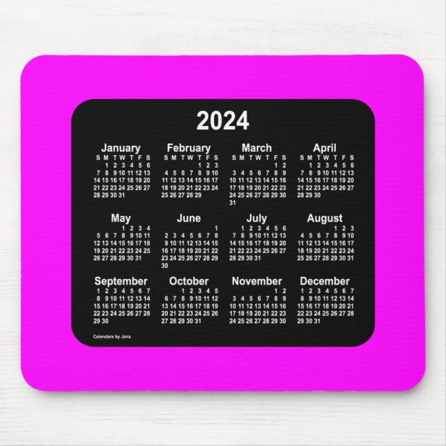 2024 Magenta Neon Two Tone Calendar by Janz Mouse Pad (Front)