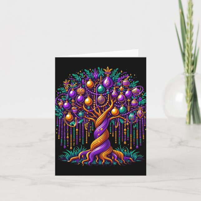2024 Mardi Gras Tree Beads New Orleans Festival Be Card (Front)