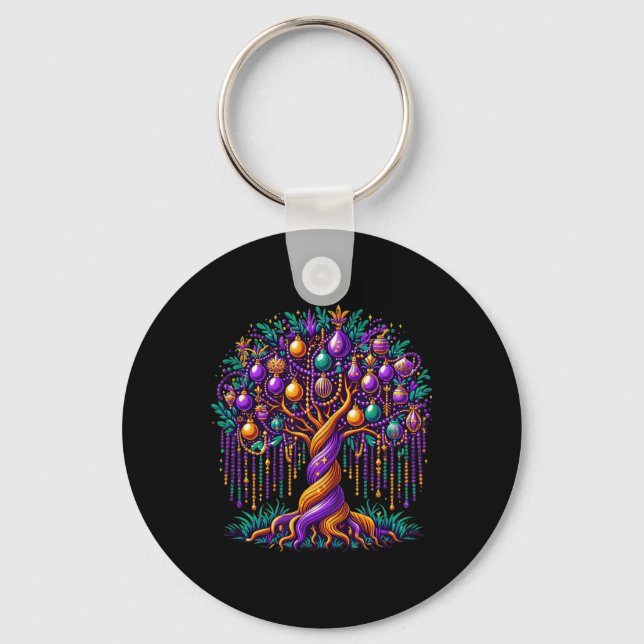 2024 Mardi Gras Tree Beads New Orleans Festival Be Keychain (Front)