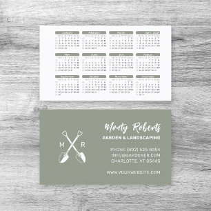 2024 Minimalistic Dusky Green Pocket Calendar Business Card