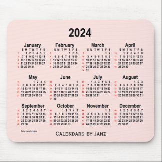 2024 Misty Rose 52 Weeks Calendar by Janz Mouse Pad
