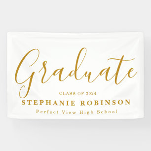 2024 Modern Gold Script Graduation Party Banner