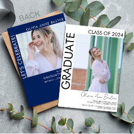 2024 Modern Minimal Photo Graduation Party Invitat Invitation