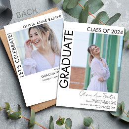 2024 Modern Minimal Photo Graduation Party Invitation
