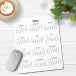 2024 Modern Minimalist Black and White Calendar Mouse Pad<br><div class="desc">2024 Modern Simple Black and White Calendar Mouse Pad featuring a simple,  minimalist year-at-a-glance calendar. This is a simple black and white,  but the colours are all customizable. Please contact us at cedarandstring@gmail.com if you need assistance with the design or matching products.</div>
