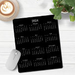 2024 Modern Minimalist Black White Calendar Mouse Pad<br><div class="desc">2024 Modern Simple Black and White Calendar Mouse Pad featuring a simple,  minimalist year-at-a-glance calendar. This is a simple black and white,  but the colours are all customizable. Please contact us at cedarandstring@gmail.com if you need assistance with the design or matching products.</div>
