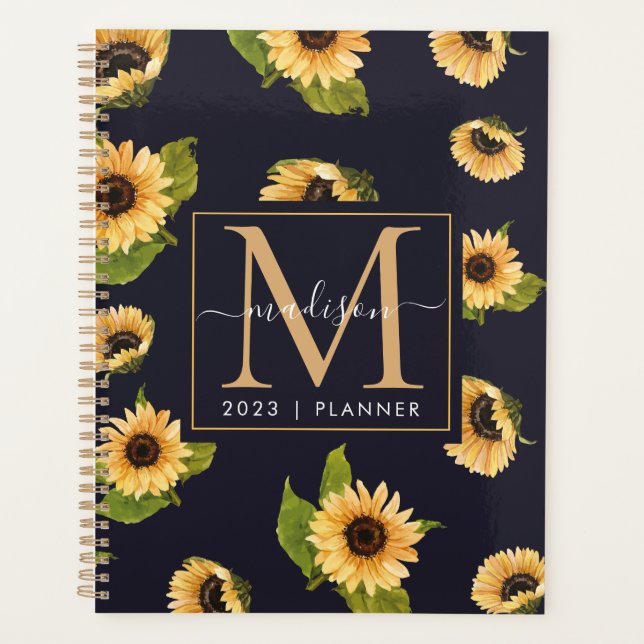 2024 Monogramme Tournesol hebdomadaire Mensuel Non (Devant)