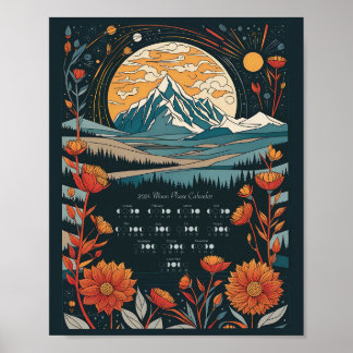 2024 Moon Cycle Lunar Calendar Southern Hemisphere Poster