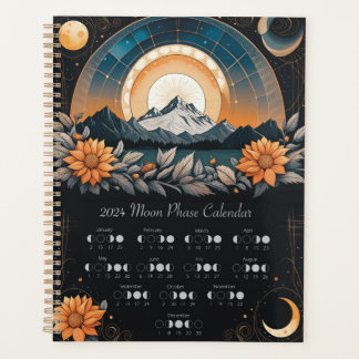 2024 Moon Phase Cycle Calendar Planner Notebook