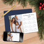 2024 Navy Blue Modern Minimalist Photo Calendar Holiday Card<br><div class="desc">2024 Navy Blue Customizable Family Name and Photo Calendar New Year Cards featuring your personalized photo and name. 🌟This is for 2024🌟 Designed for 2024, and perfect for small gifts, or in place of holiday cards! Please contact us at cedarandstring@gmail.com if you need assistance with the design or matching products....</div>