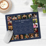 2024 Navy Blue Multiple Photo Collage Calendar Mouse Pad<br><div class="desc">2024 Navy Blue Multiple Photo Collage Calendar Mouse Pad featuring a simple, minimalist year-at-a-glance calendar and 18 of your favourite photos. This is a simple black and white, but the colours are all customizable. Makes a great gift for grandparents, parents, aunts, uncles, godparents, and more! Please contact us at cedarandstring@gmail.com...</div>