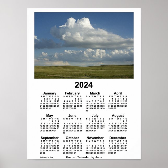 2024 Nebraska Sandhills Calendar by Janz Poster (Front)