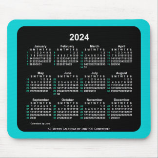 2024 Neon 52 Weeks ISO Calendar by Janz Two Tone Mouse Pad