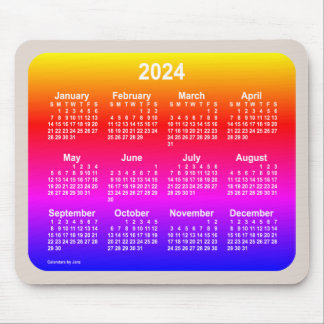 2024 Neon Rainbow Calendar by Janz Two Tone Mouse Pad