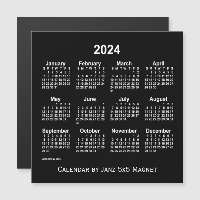 2024 Neon White Calendar by Janz 5x5 Magnet (Front/Back)