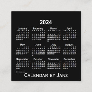 2024 Neon White Calendar by Janz Square Business Card